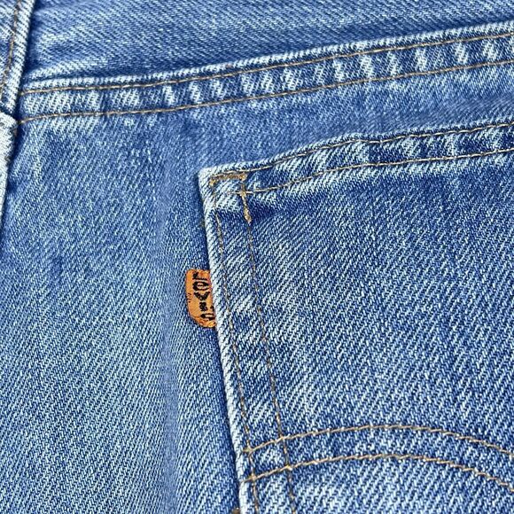 Vintage 1970s Levis 517 Jeans Mens Size 36 Blue Denim Jeans Orange Tab Pockets - Picture 12 of 16